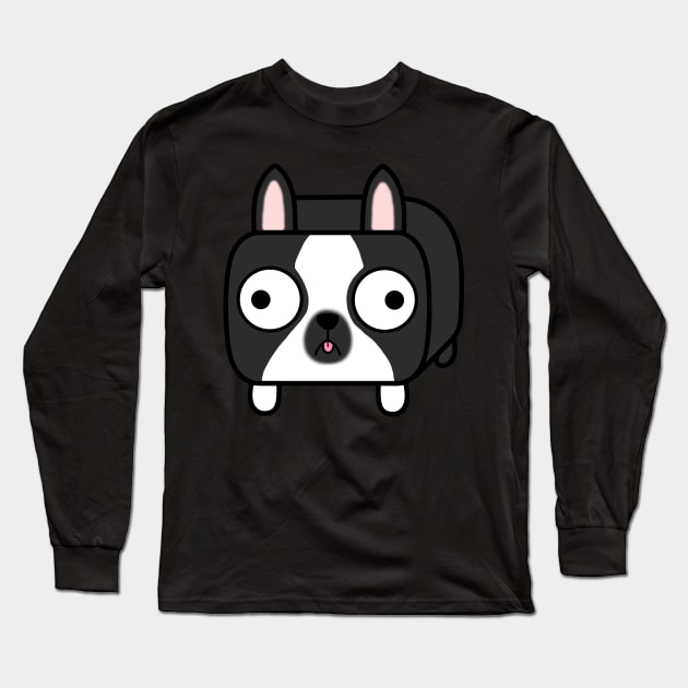 Boston Terrier Loaf - Black and White Dog Long Sleeve T-Shirt by calidrawsthings